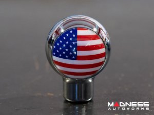 MINI Cooper Gear Shift Knob - Chrome w/ American Flag Design